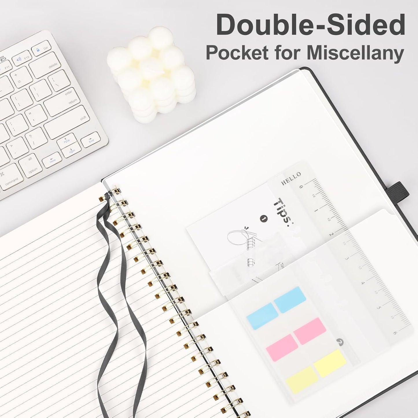 AHGXG Lined Spiral Notebook 8.5" x 11", A4 Large Notebooks for Women Men, Hardcover Leather Notebook College Ruled, 100 GSM Thick Paper, Notebooks for Work School Note Taking Writing, Black