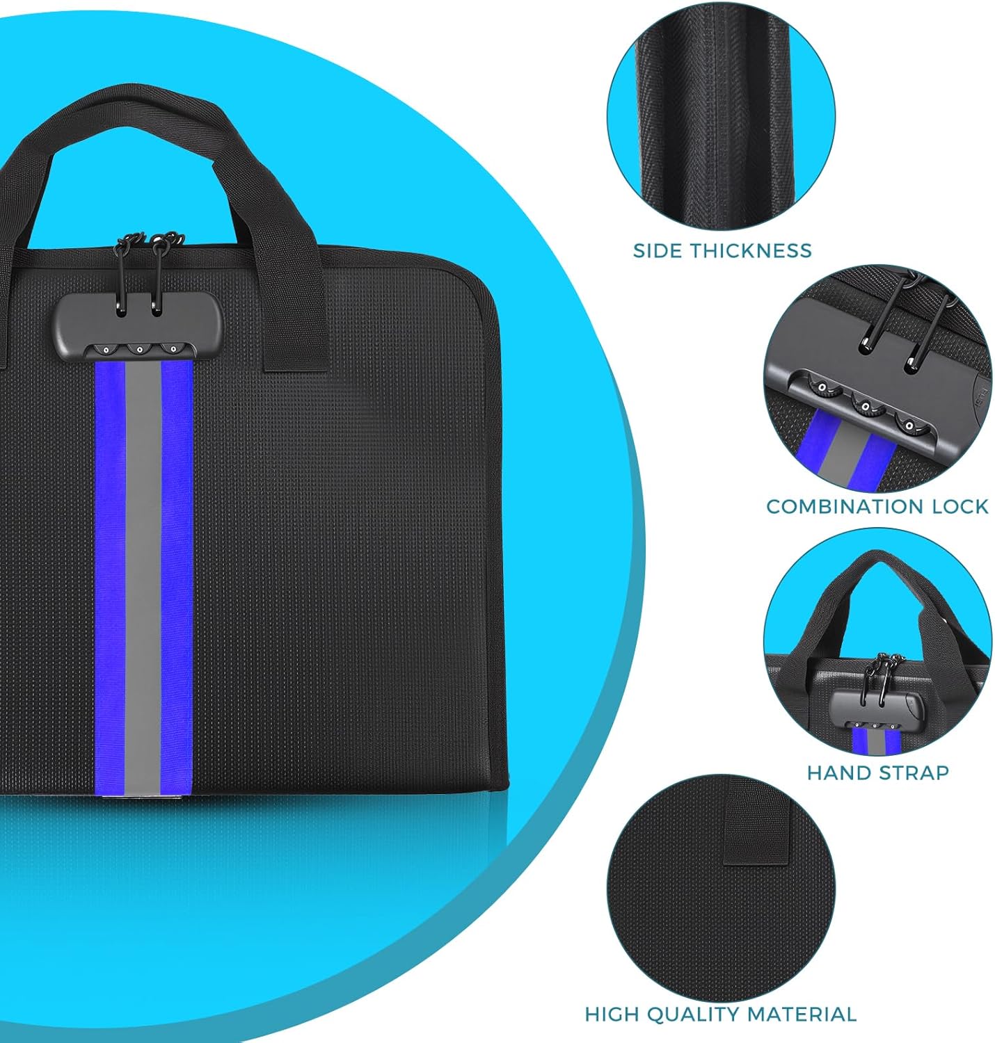 Accordion File Organizer with Combination Lock,Fireproof Expanding File Folder with Multi Pockets,13 Pockets Document Organizer with Handle & Labels,Portable Home Travel Safe Storage Letter A4 Files