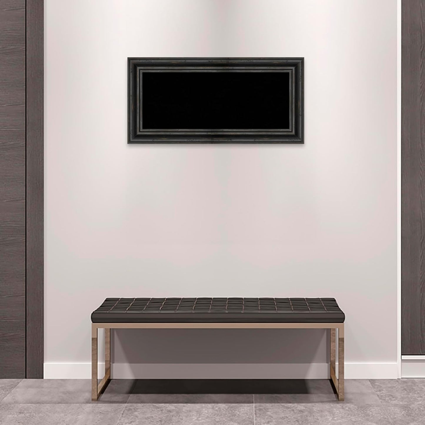 Amanti Art Black Cork Board for Wall, 17x35 Vision Board with Black Wood Frame, Medium Corkboard Office Decor for Home Organization, Country Rustic Corkboard Pinboard to Display Items for Home