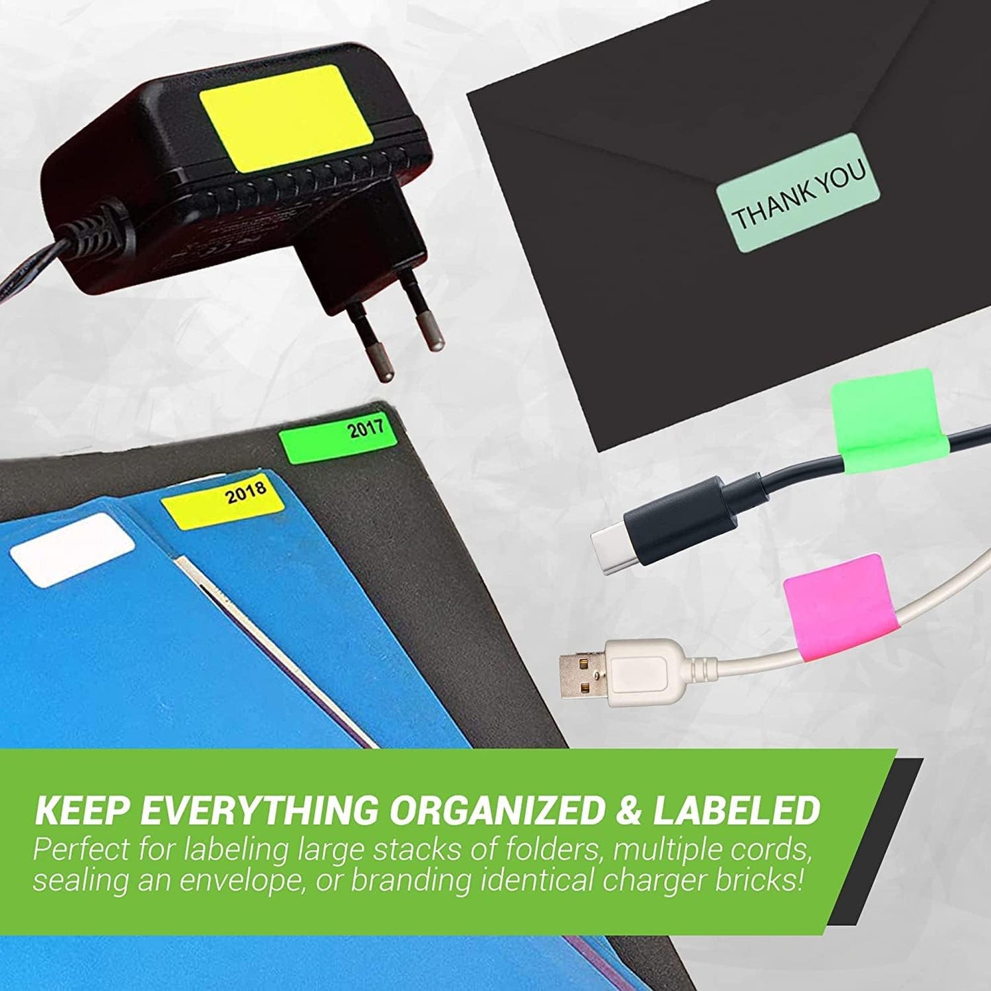 Small Color-Coding Sticker Roll 1.57" x 0.75", 5 Rolls- 2500-Pack, Rectangular Organizing Labels 40mmx19mm (Red) by Royal Green