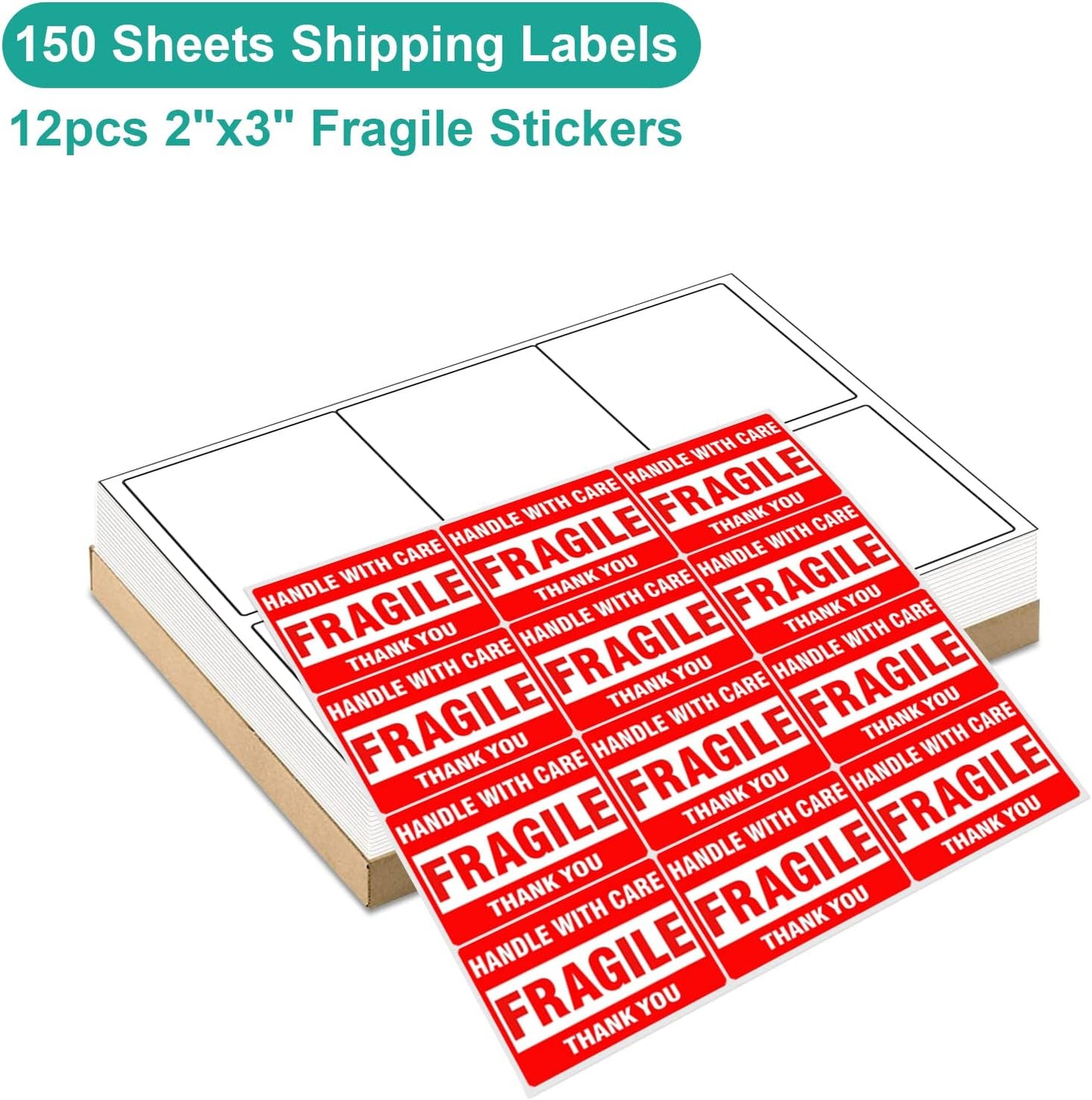 MFLABEL 3-1/3" x 4" Shipping Address Labels, FBA Labels, 6-UP Sticker Labels, White Shipping Labels, Easy to Peel, Address Labels for Laser/Ink Jet Printer, 6 Per Page (900 Labels, 150 Sheets)