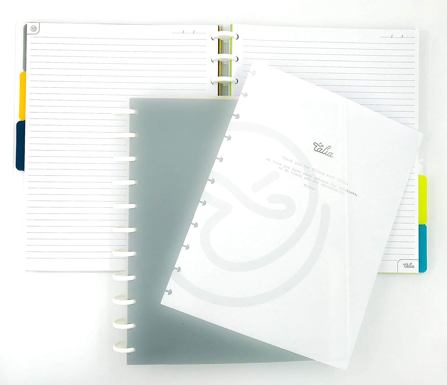 Talia Discbound Notebooks, Planner, Customizable, (Clear, Letter (8.5in x 11in))
