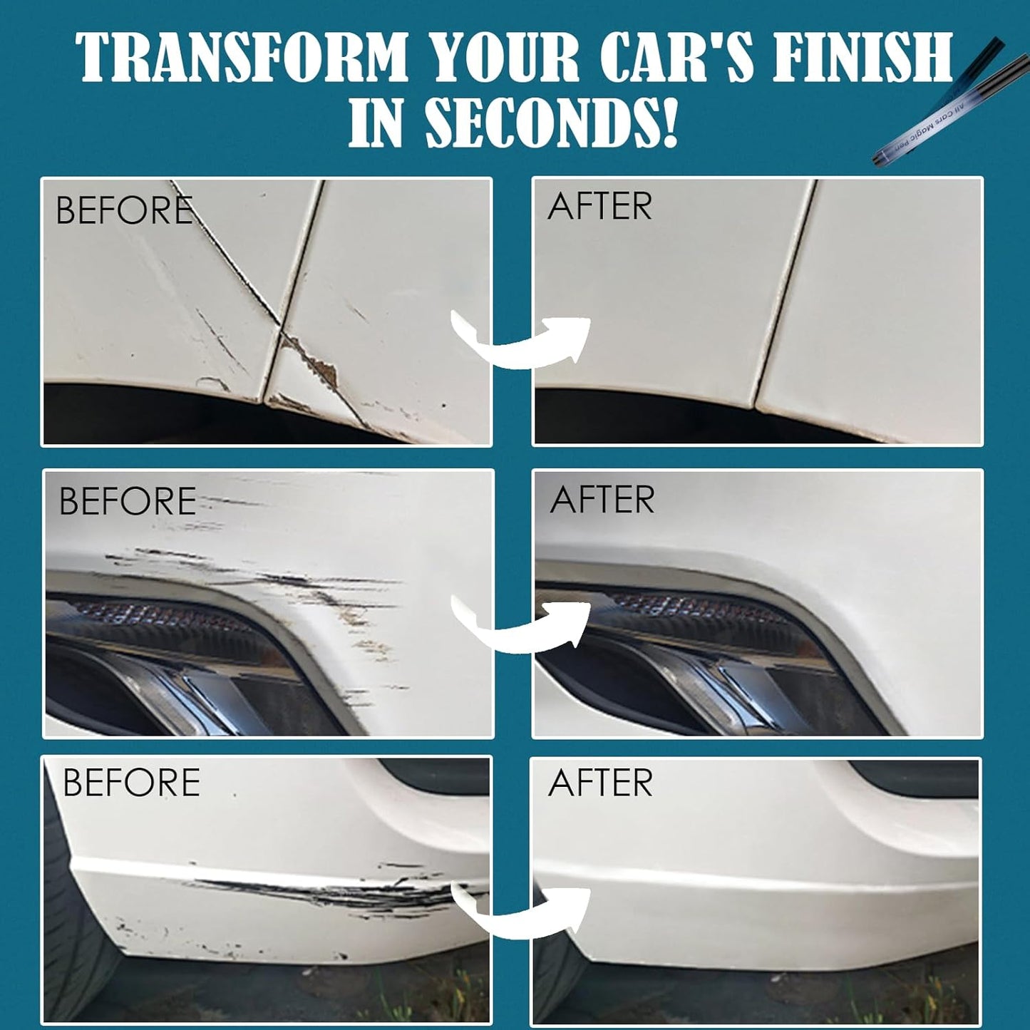 All Cars Magic Pen, Car Scratch Remover, Quick Fix for Scratches and Paint Damage, Weatherproof Fits All Car Colors (2pcs)