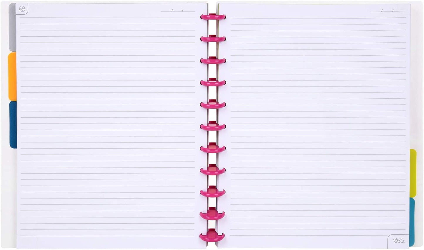 Talia Discbound Notebooks, Planner, Customizable, (Pink Marble Flow w/90's Pink Discs, Letter (8.5in x 11in))