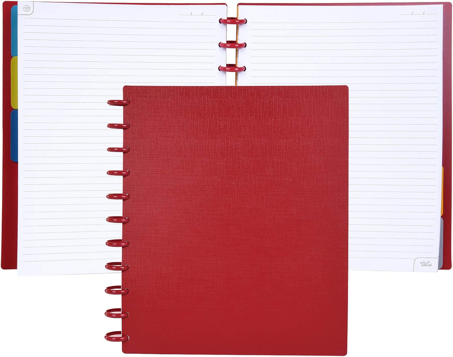 Talia Discbound Notebooks, Planner, Customizable, (Chili Oil w/Chili Oil Discs, Letter (8.5in x 11in))