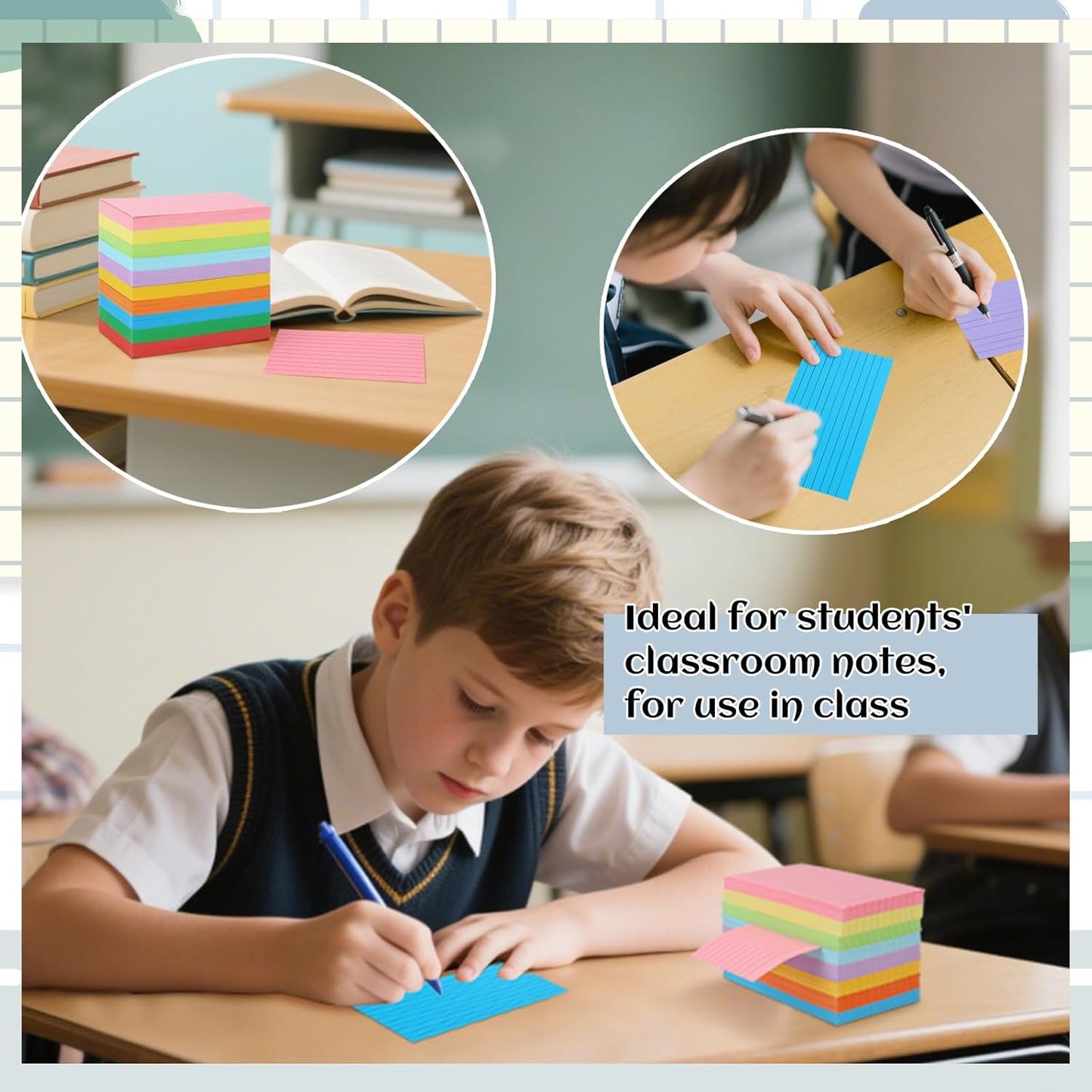 Tecmisse Index Cards 3 x 5 Colored, 600 PCS Colorful Flash Index Card, Note cards, Study Cards, Flash Cards for Studying, Taking Notes, To Do List, 10 Colors