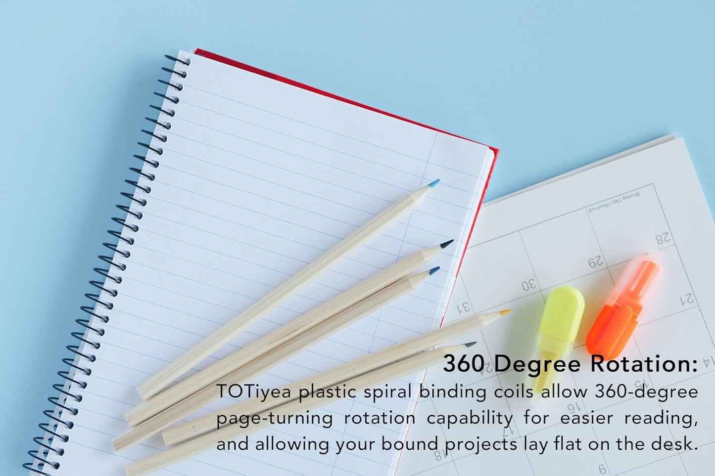 TOTiyea 100 Pack Plastic Spiral Binding Coils,16mm(5/8") Binding Spirals,140 Sheet Capacity,4:1 Pitch, Black