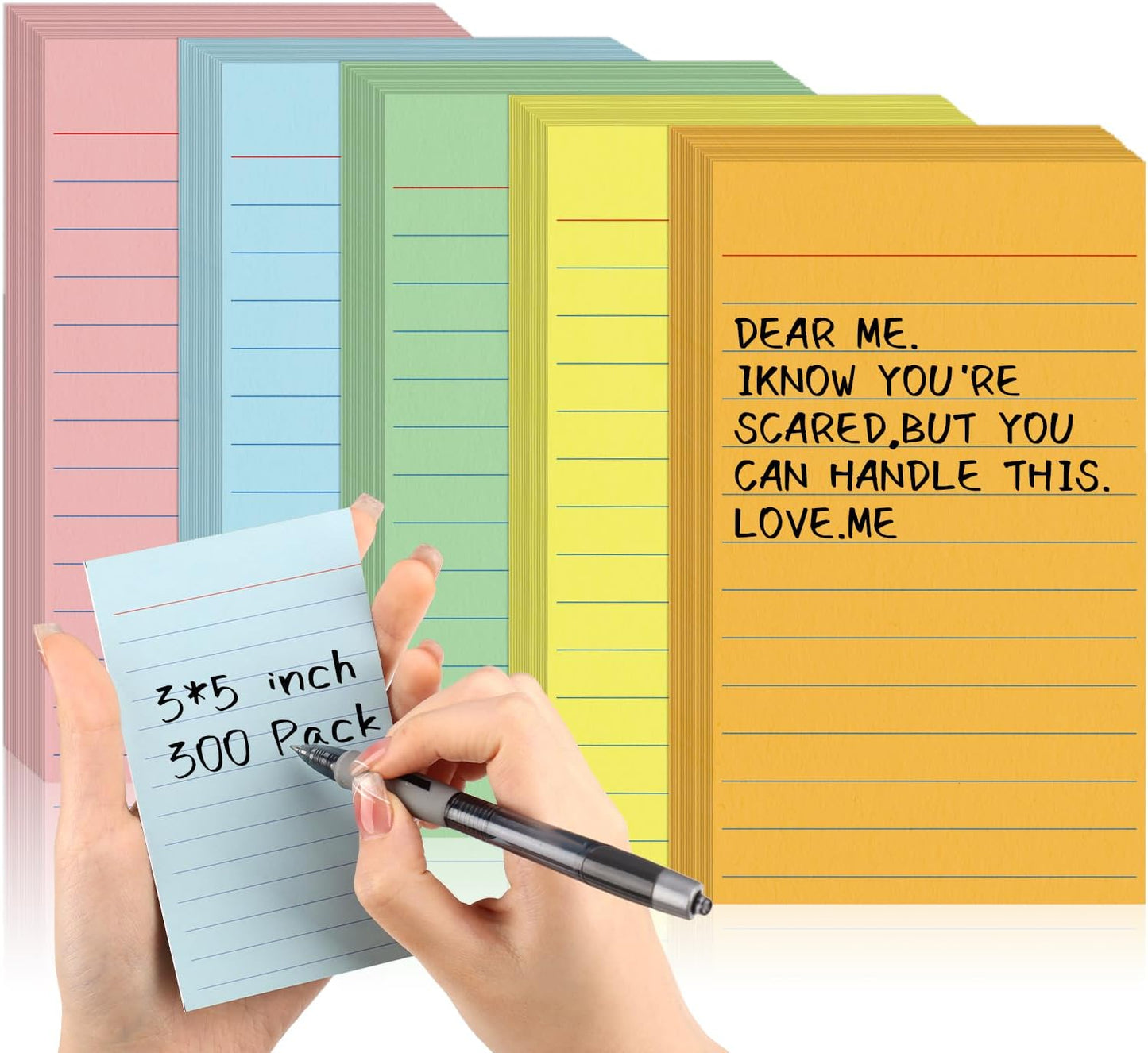 300 Pcs Colored Ruled Index Cards 3x5 Vertical Index Cards Notecards To Do List Cards Mini Memo Pad Daily to Do List Notepad Study Cards Double Sided Flashcards For Studying Note Taking