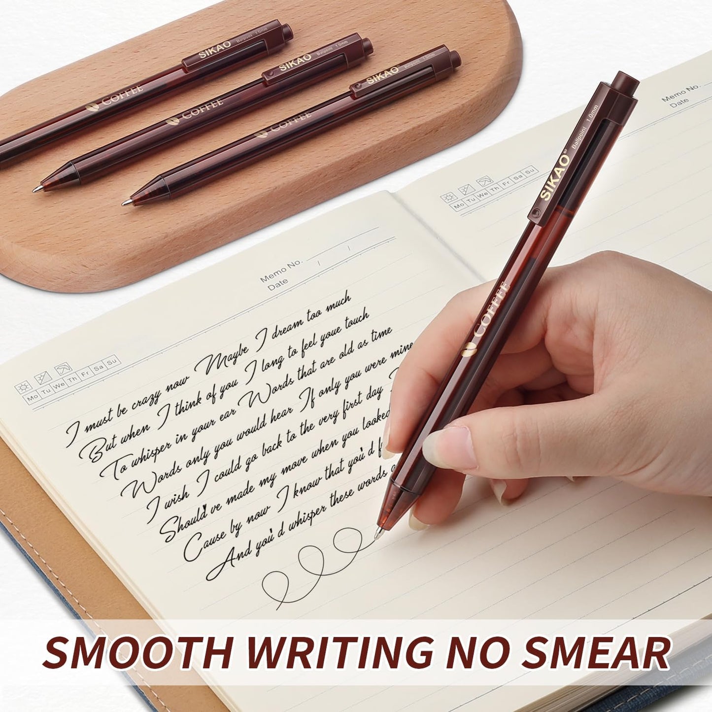 Pens Bulk, Coffee 60Pack Ballpoint Pens for Smooth Writing No Smear, Black Ink Medium Point 1.0mm, Retractable Click Ball Point Pens, School Office Supplies (Black ink)