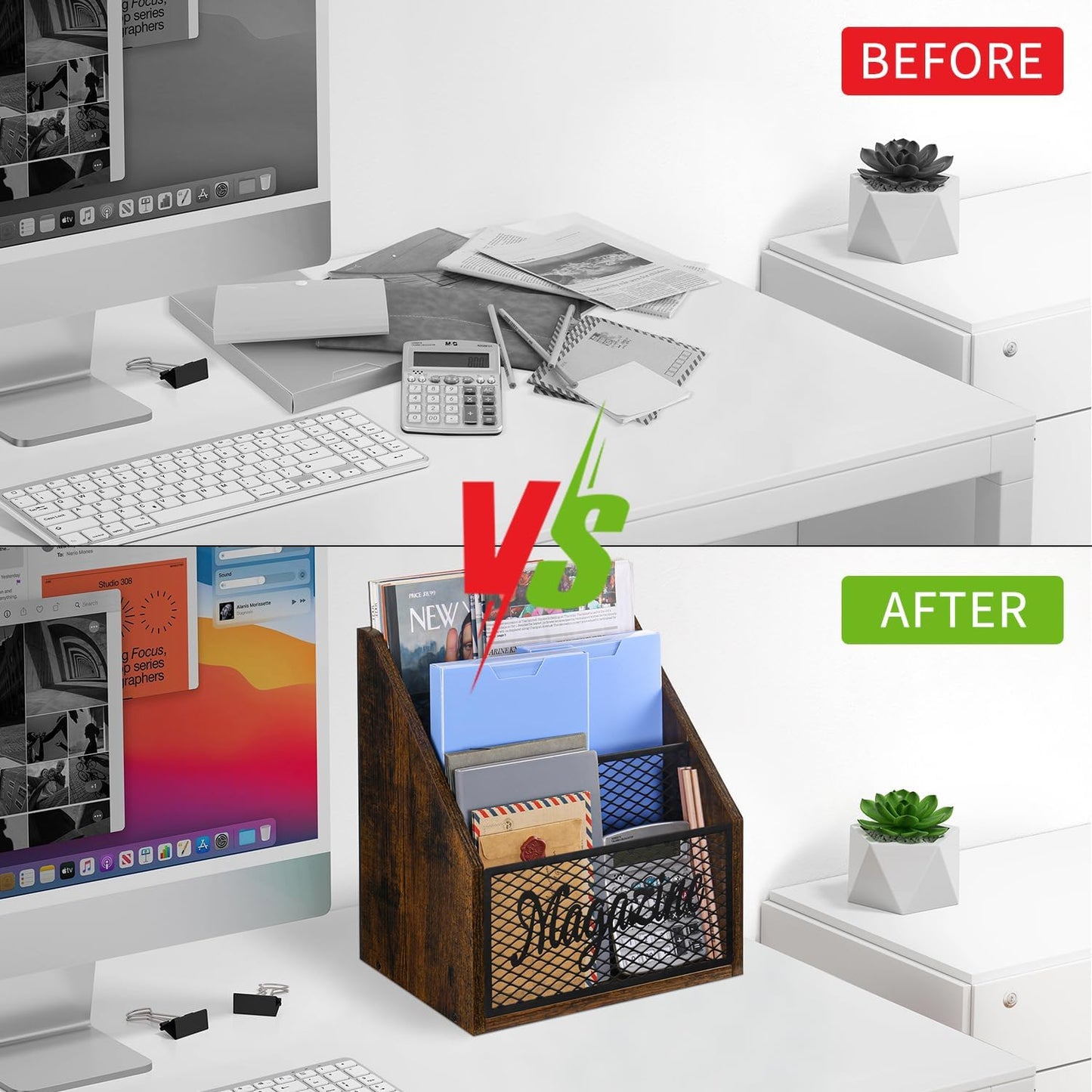 YINMIT Magazine Holder, Stepped 3 Tier Magazine Rack Floor, Magazine Storage Basket, Folder Organizer Bin for Magazines,Books,Newspapers,Tablets