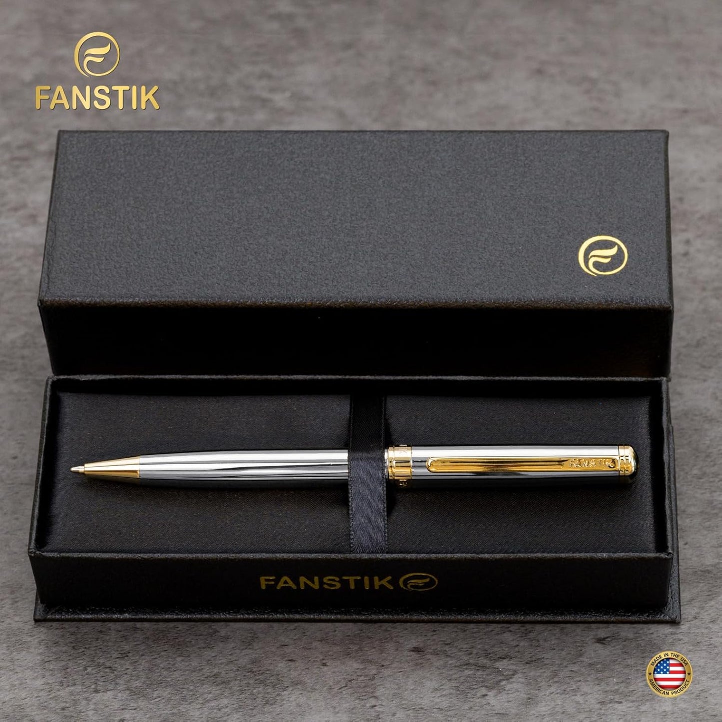 Silver&Gold Luxury ballpoint Pen (Made In USA) fancy gift set for women, Real 24K Gold Plating, Professional executive pen gift set for men (Lux BallPoint Silver-Gold)