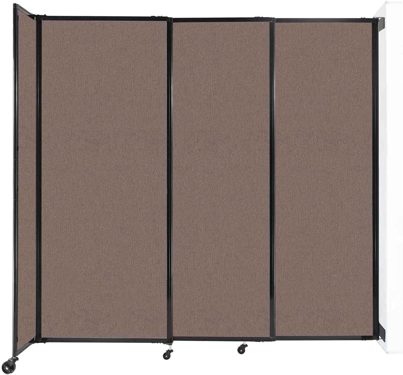 Wall-Mounted Sliding StraightWall Room Divider | Adjustable Widths | Locking Wheels | Room Separator | Up to 7'2" Wide x 6'10" Tall Latte Fabric Panels
