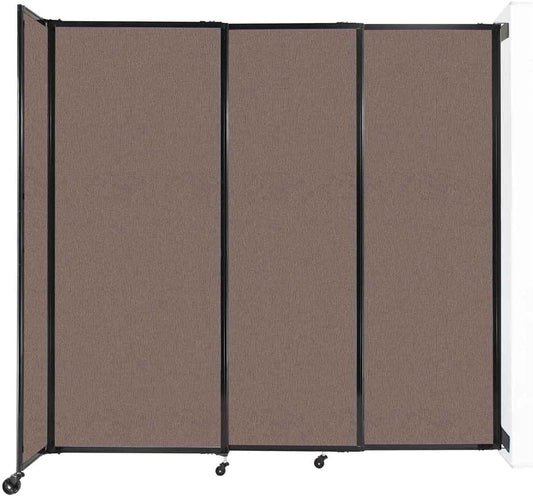 Wall-Mounted Sliding StraightWall Room Divider | Adjustable Widths | Locking Wheels | Room Separator | Up to 7'2" Wide x 6'10" Tall Latte Fabric Panels