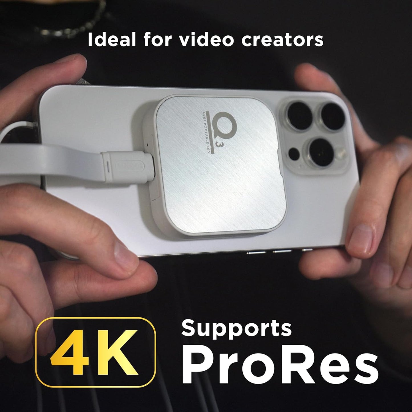 DATO Magnetic External SSD 1TB, External Solid State Drive Portable SSD USB 3.2 Gen 2x2, up to 1600/1500 MB/s, Type-C 4K ProRes HDR Record, Compatible with iPhone 15&16 Pro Max - ARES Q3 Series