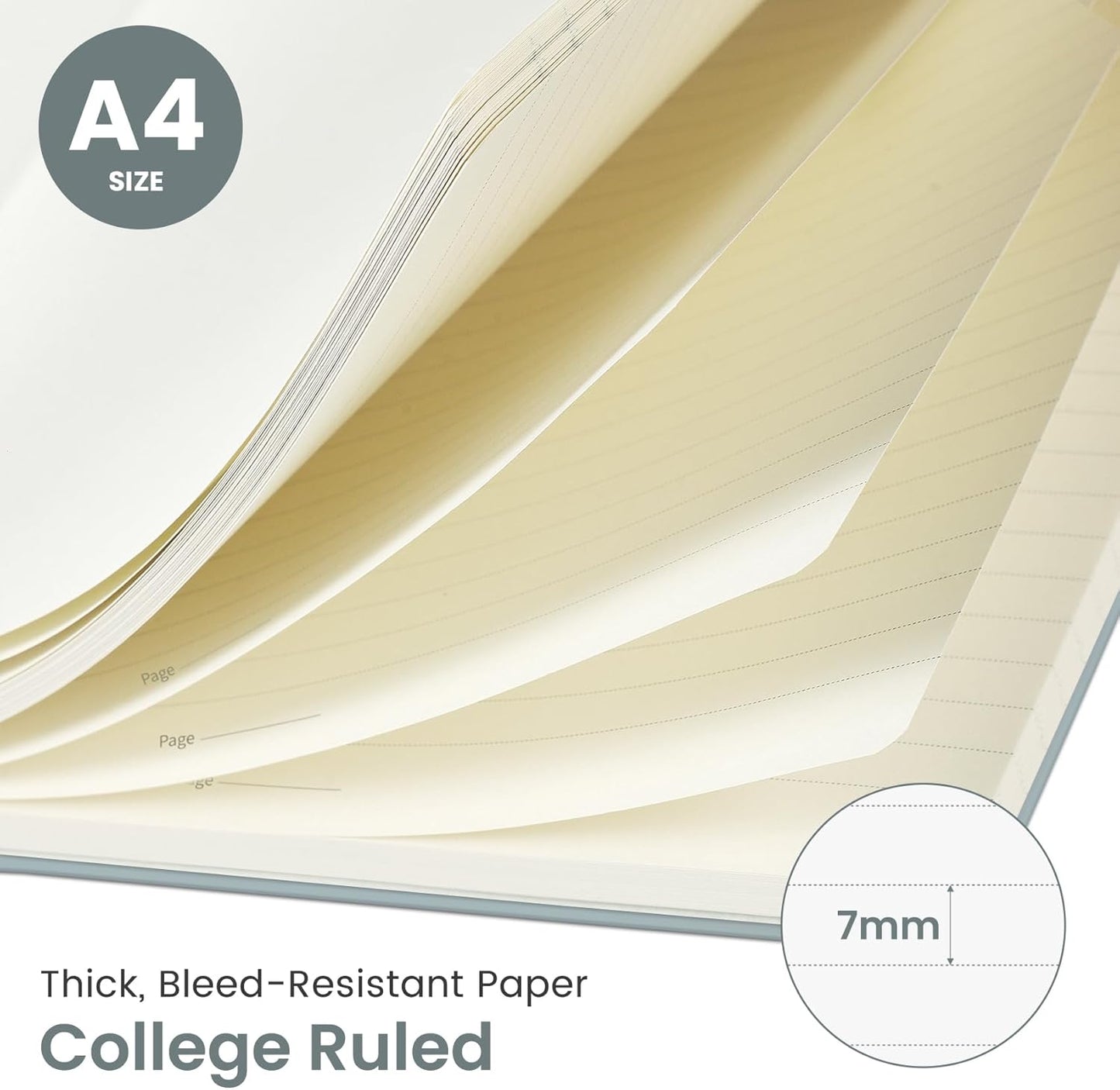 Taja Spiral Lined Notebook, 8.5"x11" Notebooks for Work, Large A4 Journal for Women & Men, College Ruled Journaling Notebook for Writing, Plastic Cover Spiral Journal, Airy Blue