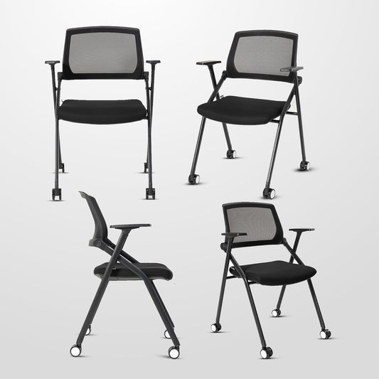 50 Pack Conference Room Chairs with Wheels and Sliding Armrest,Foldable Nesting Chair for Office School Church Waiting Room Black