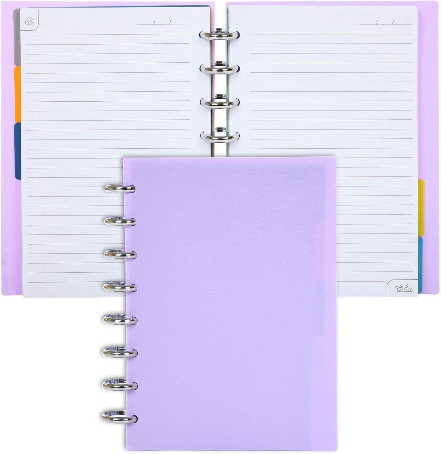 Talia Discbound Notebooks, Planner, Customizable, (yLavender w/Silver Discs, Junior (5.5in x 8.5in))