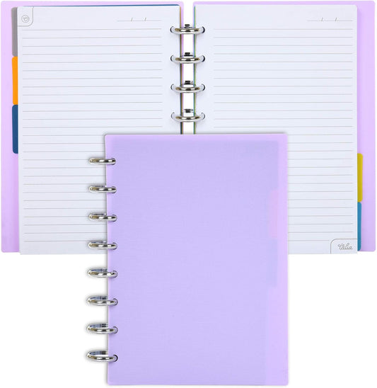 Talia Discbound Notebooks, Planner, Customizable, (yLavender w/Silver Discs, Junior (5.5in x 8.5in))