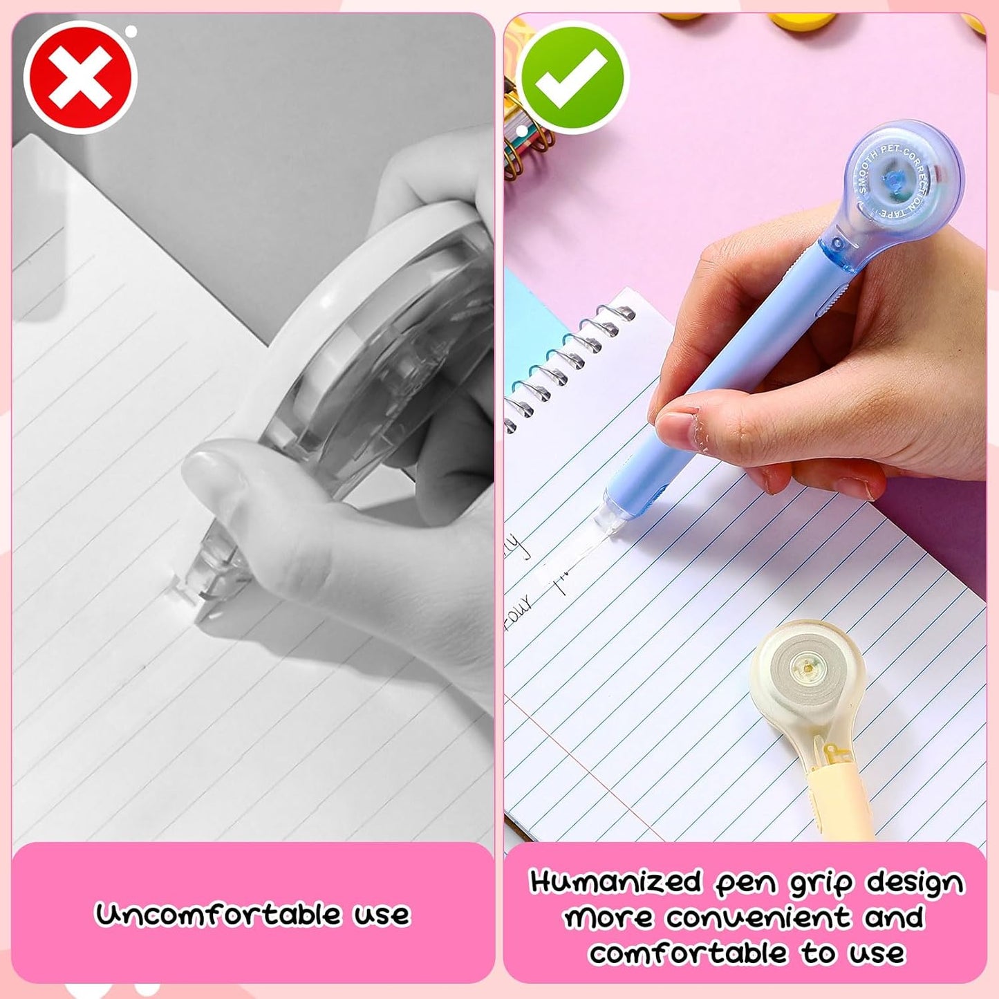 10 Pack Correction Tape Pen Correctional Ink Tape Push Pull Protective, Easy to Use Applicator for School Office Supplies, 0.2 x 236 Inch(Macaron Color)