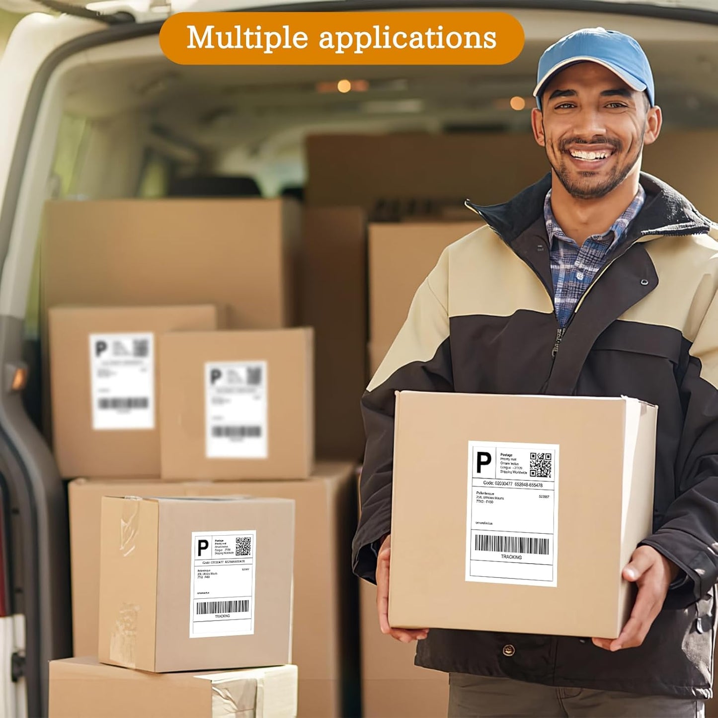 4 x 6 Fanfold Thermal Shipping Labels, 100 Laels Thermal Shipping Labels for FedEx Shipping Label, Compatible with JADENS,iDPRT, Munbyn Printers.