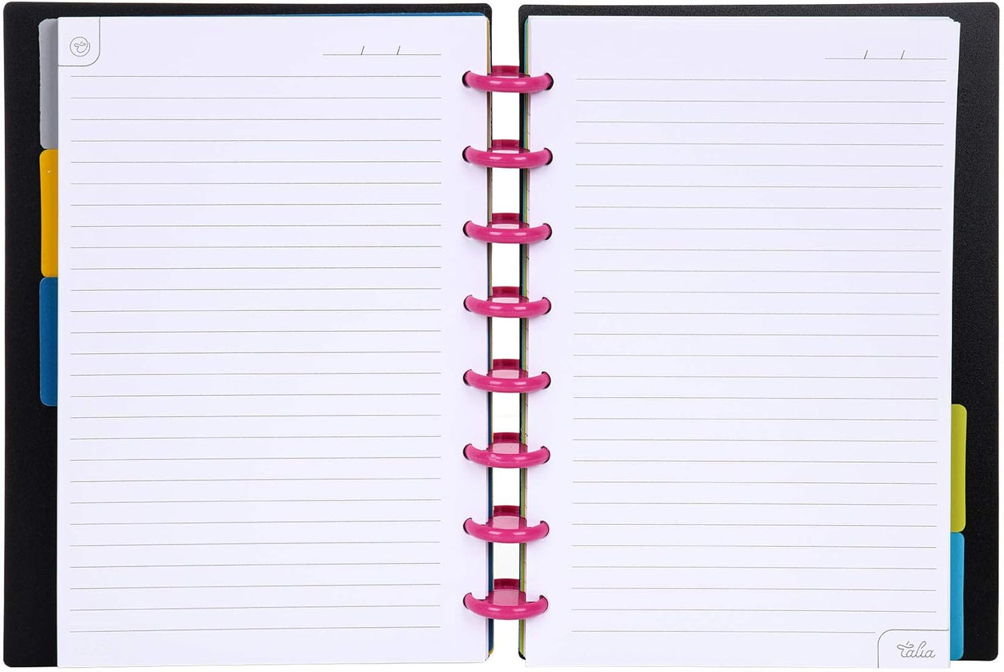 Talia Discbound Notebooks, Planner, Customizable, (xBounce Maroon w/Pink Discs, Junior (5.5in x 8.5in))