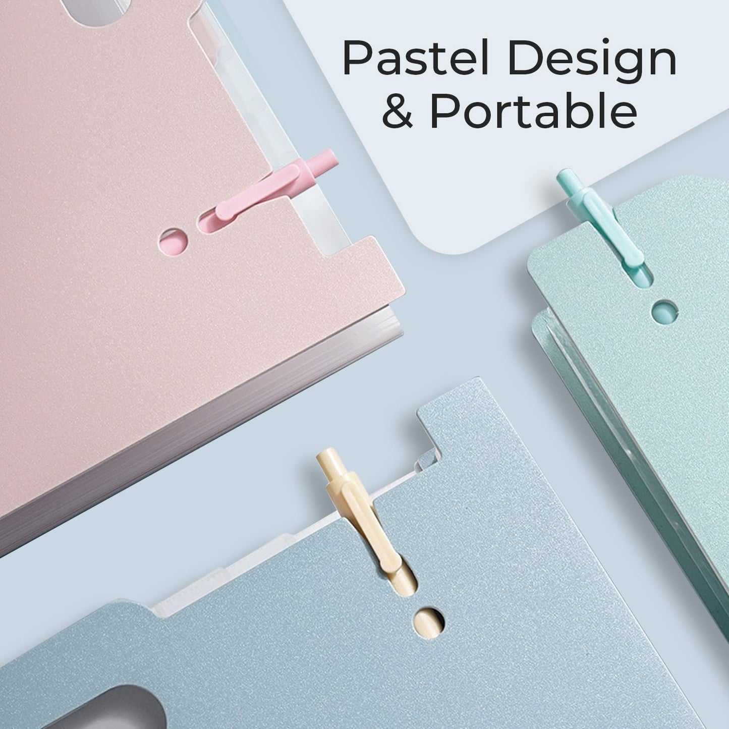 Y YOMA 2 Pack Expanding Magazine Holder with 13 Pockets | Portable Desktop Plastic Self Standing Accordion File Organizer for A4 Letter Size Document Storage Home Office School, Blue