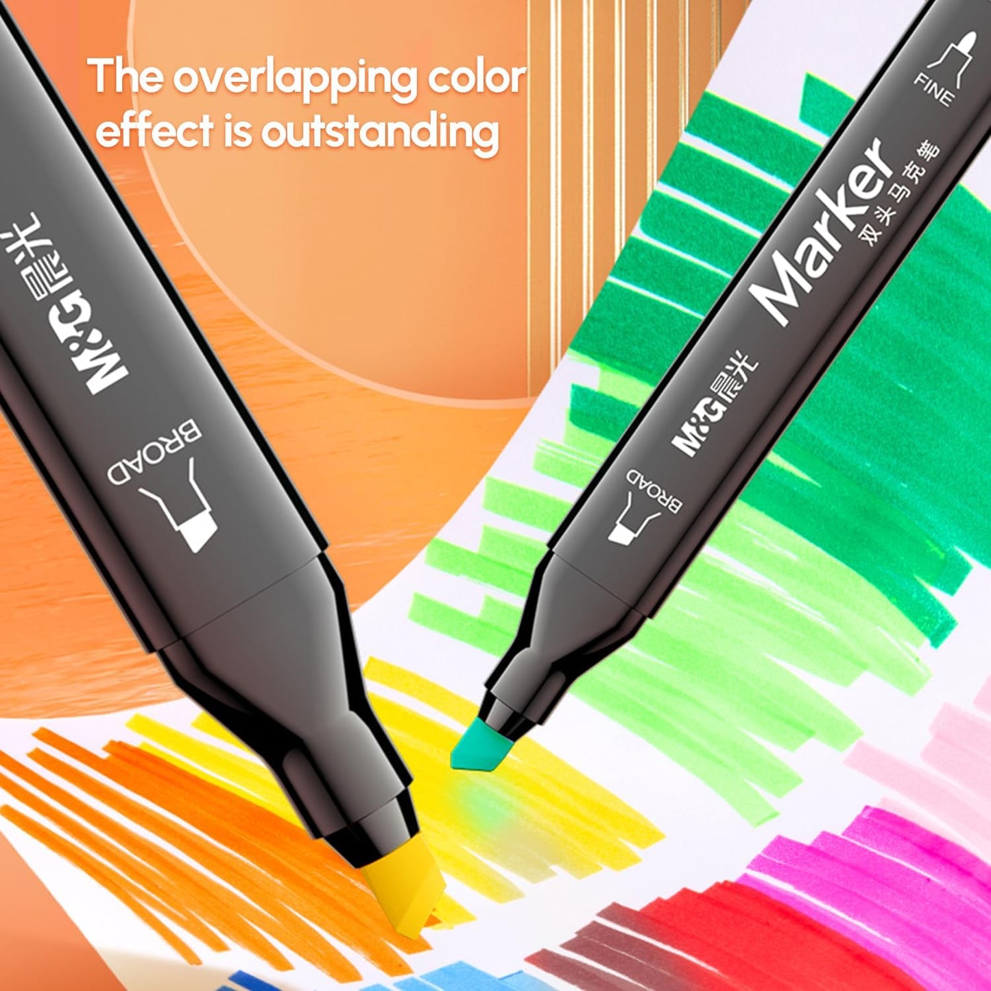 M&G 168 Colors Alcohol Markers, Dual Tip Markers, Chisel & Fine Alcohol-based Art Marker Set for Kids Adults Coloring Illustration, Great Value Pack for Students' Art Class