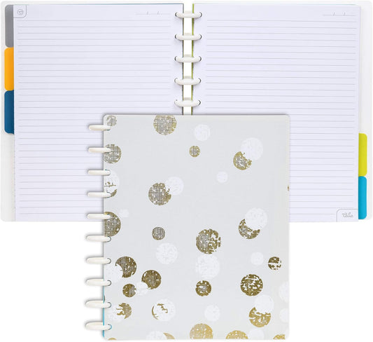 Talia Discbound Notebooks, Planner, Customizable, (xBounce Gold, Midsize (7.5in x 9.75in))