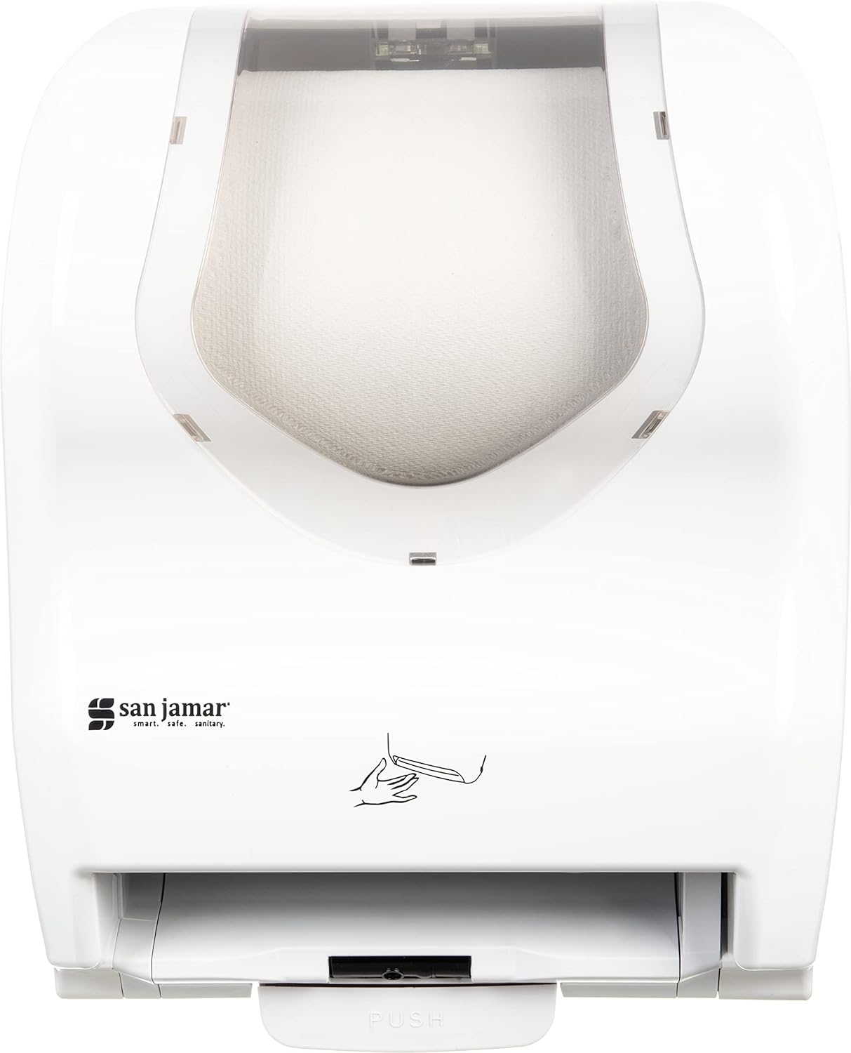 San Jamar Summit Paper Towel Dispenser Hybrid Dispenser for Bathroom, Kitchens, and Restaurants, Plastic, 10.25 x 16.75 x 13.25 Inches, White