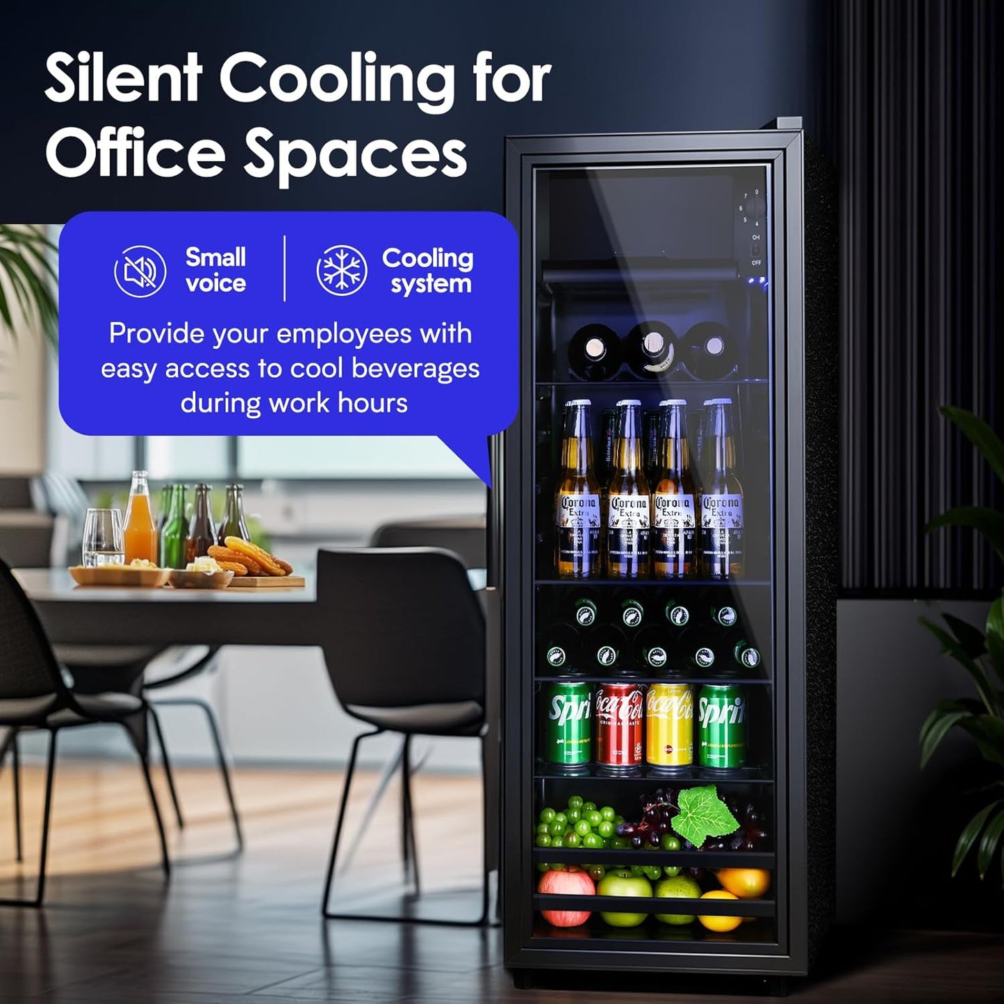 Beverage Refrigerator Cooler 4.5 Cu.Ft, Mini Fridge with Freeze with Glass Door for Soda Beer or Wine, Small Drink Dispenser Machine for Home Office Bar, 7 Temperatures, Adjustable Shelves