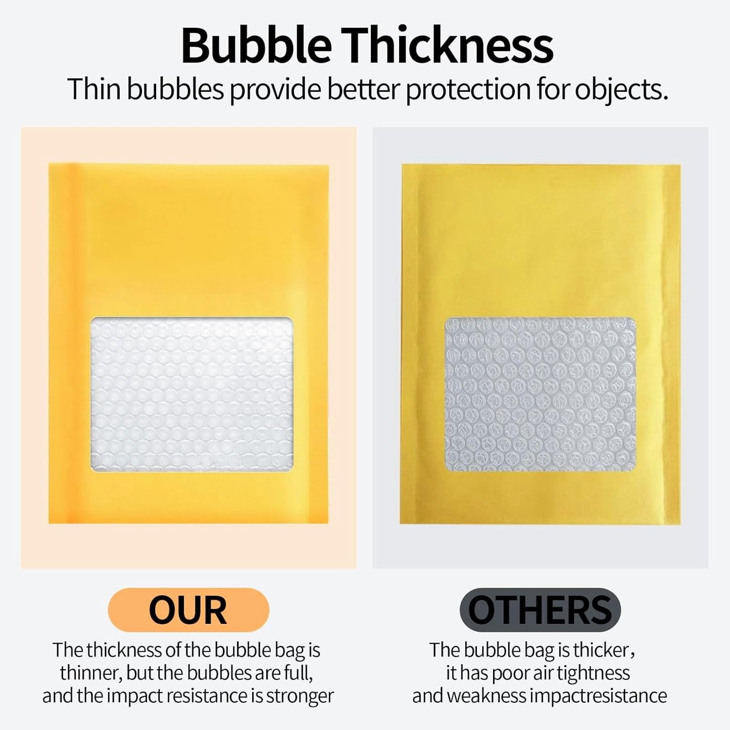 Kraft Bubble Mailers 8.5×12' Inch 50 Pack Yellow shipping envelopes Self-Seal Padded Mailing Envelopes for Jewelry Makeup Supplies and Small Business Packaging