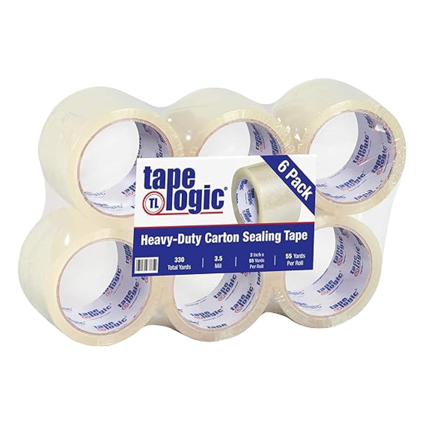 Tape Logic 3" x 55 yds Acrylic Packing Tape 3.5 Mil, Clear (6-Pack) Heavy Duty Packing Tape Rolls for Sealing Boxes at Home, Warehouse, & Office, Supplies for Packaging, Shipping, Moving