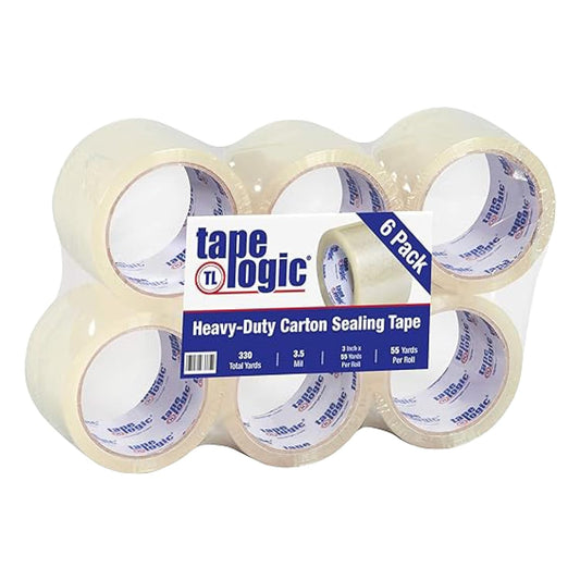 Tape Logic 3" x 55 yds Acrylic Packing Tape 3.5 Mil, Clear (6-Pack) Heavy Duty Packing Tape Rolls for Sealing Boxes at Home, Warehouse, & Office, Supplies for Packaging, Shipping, Moving