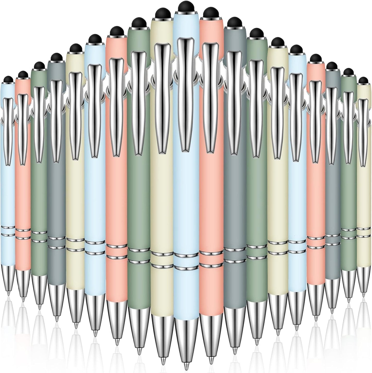 Zonon 38 Pieces Rubberized Ballpoint Pen with Stylus Tip Stylish Metal Pen Capacitive Styli with Soft Rubberized Grip, Black Ink for Most Devices(Morandi Colors)