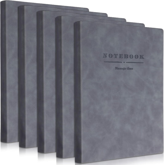 SATINIOR 5 Pack A4 Notebooks Large Journal 360 Pages Leather Softcover Hardcover Notebooks Thick Paper Lined Notepad for Office School Business Note Taking Writing, 8.5'' x 11''(Gray)