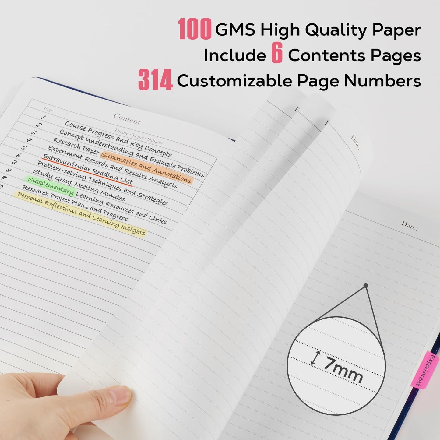 Lined Journal Notebook for Women/Men Writing Work, 320 Pages Hardcover Pink Leather Daily Diary Journals Note book College Ruled for Note Taking, A5 (5.7'' X 8.4'')