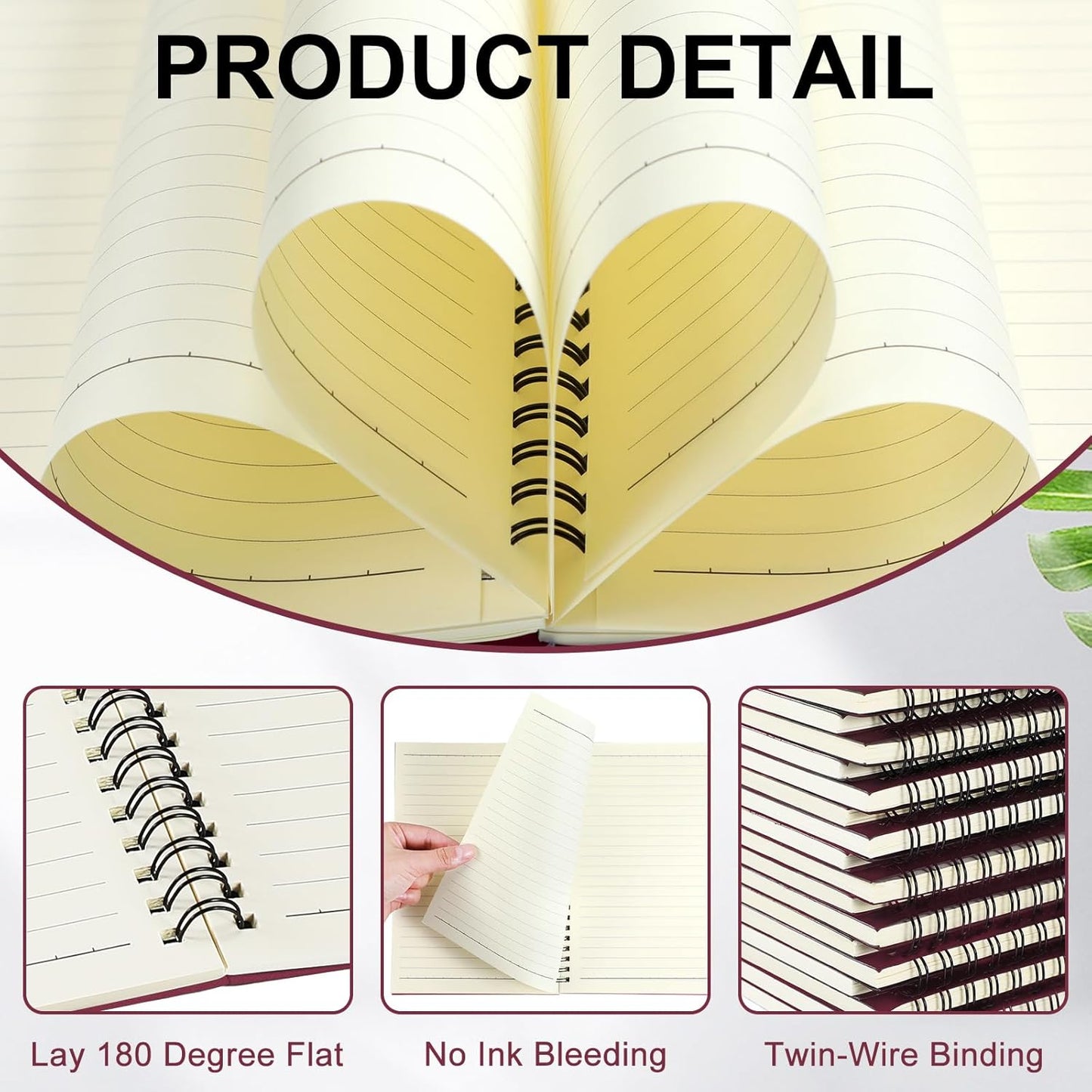 Yahenda Spiral Notebook Bulk A5 Journal Lined 8.3'' x 5.5'' Writing Composition Paper Small Notepad Subject Notebook for Students Office Business Back to School Supplies(Wine Red,18 Pcs)