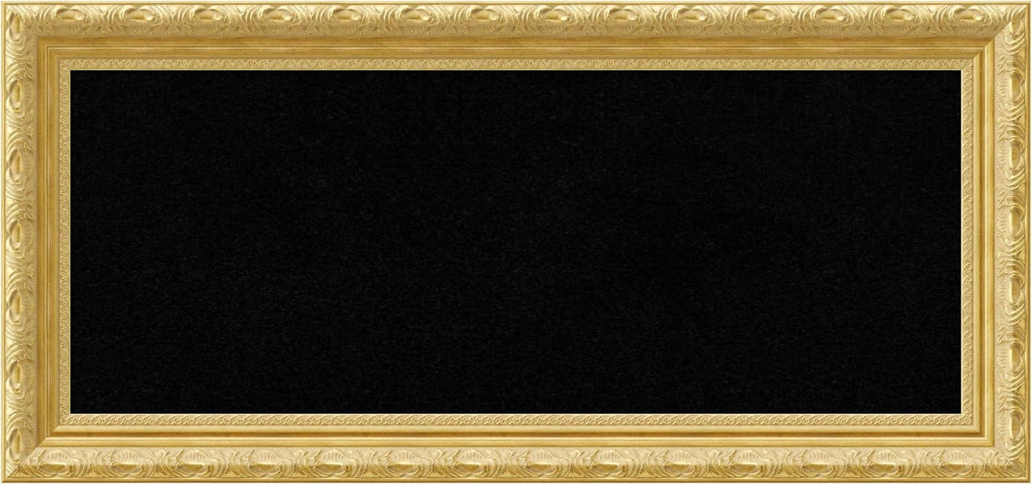 Amanti Art Black Cork Board for Wall, 16x34 Vision Board with Gold Wood Frame, Medium Corkboard Office Decor for Home Organization, Traditional Corkboard Pinboard to Display Items for Home