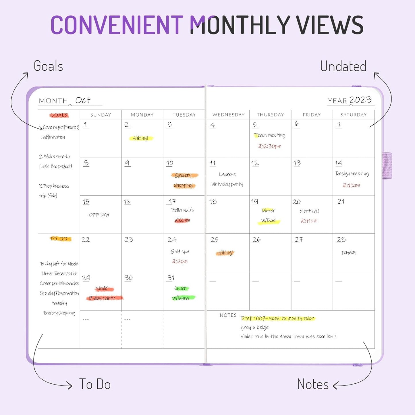 Undated Weekly Planner for 2025, Forvencer Simplified Daily & Weekly & Monthly Calendar Planner, Cute Daily Organizer Notebook, Agenda Journal to Track Goals & Tasks, Start Anytime, A5 Size, Sky Blue