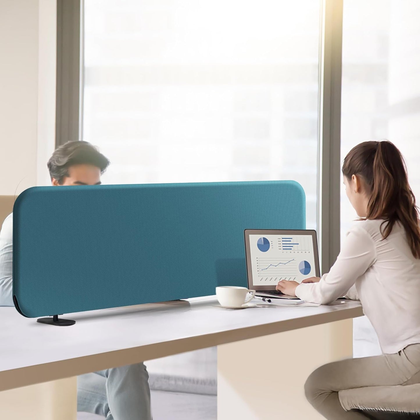 DECOLAB Desk Dividers, Desk Privacy Panel Shield Board for Student, Office, Classroom, Home, Free Standing Scratch Resistance, 48"x18", Sapphire