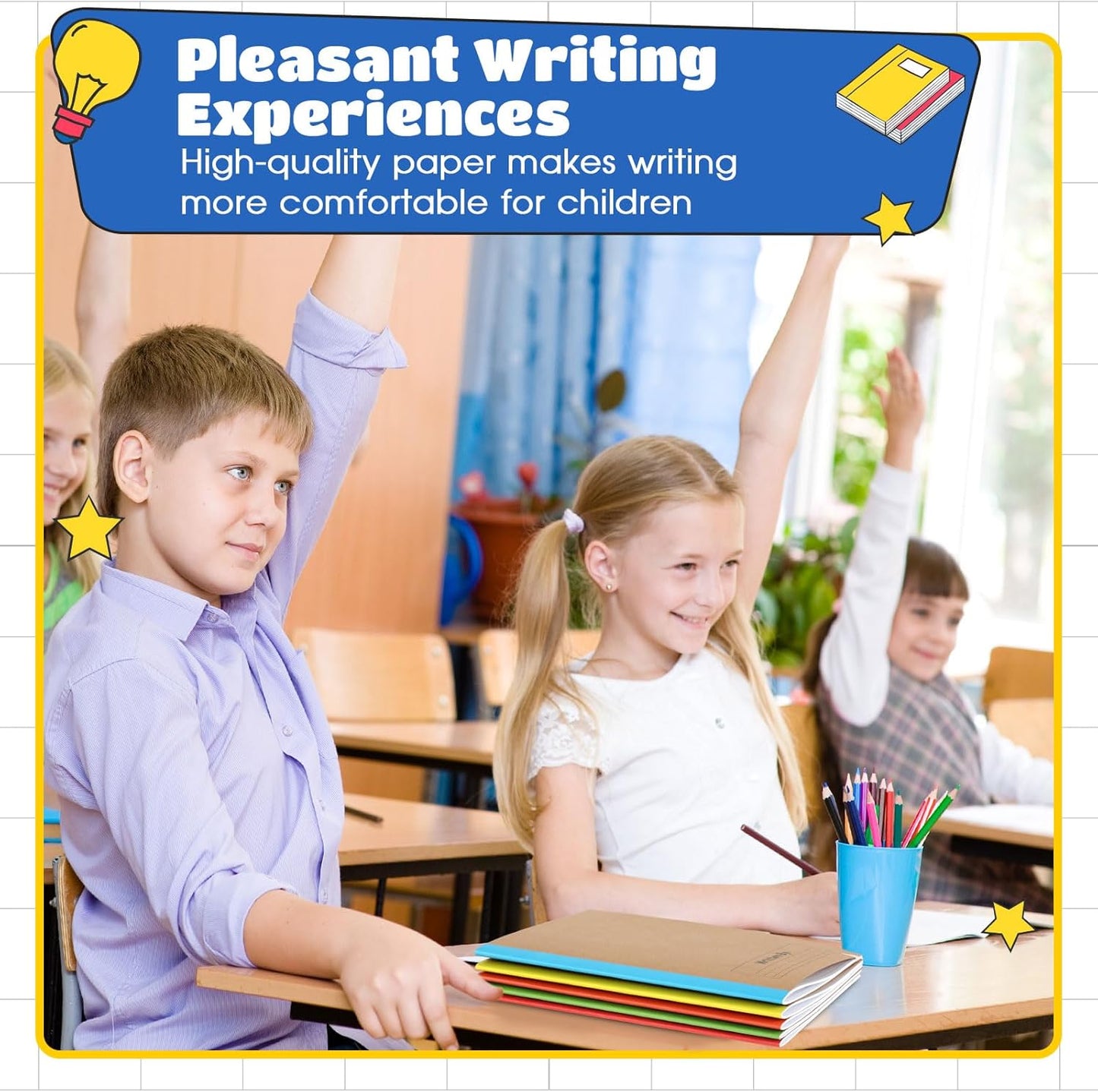 Henoyso 10 Pcs Primary Composition Notebook 9 3/4 x 7 1/2 Inch Kids Journal, Back to School Supplies, K-2 Primary Writing Notebook for Kids Student Draw and Write Story Journal (Stylish Color)