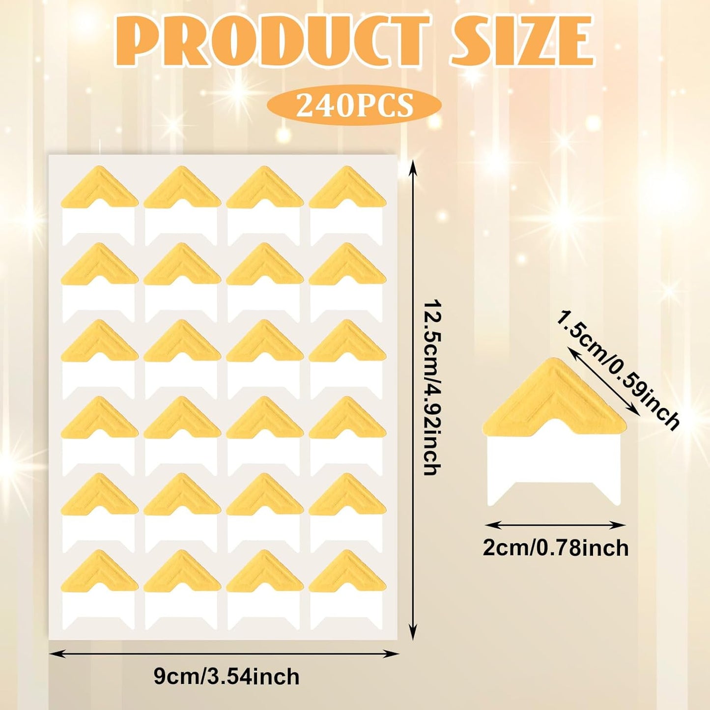 LIQWEI 240 Pcs Photo Corners for Scrapbooking, Photo Corners Self Adhesive Picture Stickers, Gold Wedding Scrapbook Picture Mounting Corner for DIY Scrapbook, Album, Memory Books, Diary
