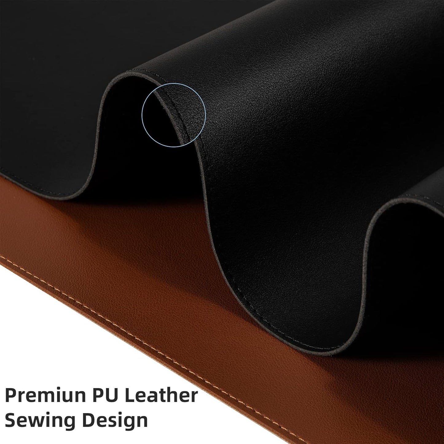 Leather Desk Pad,Wolaile 36x17 inch Large Mouse Pad,Waterproof Non-Slip Writing Desk Blotter,Computer Mat Desktop Protector for Office Home,Black