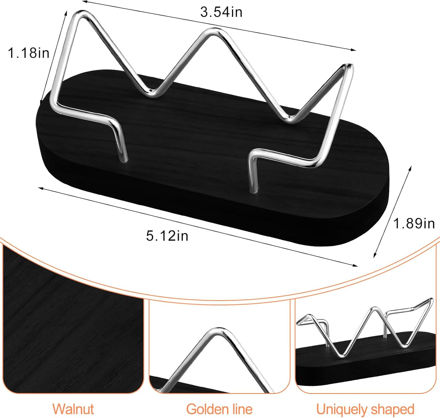 Amyhill 2 Pieces Wood Business Card Holder for Desk Wooden Business Card Display Stand Postcard Holder for Office Home Desktop (Black)