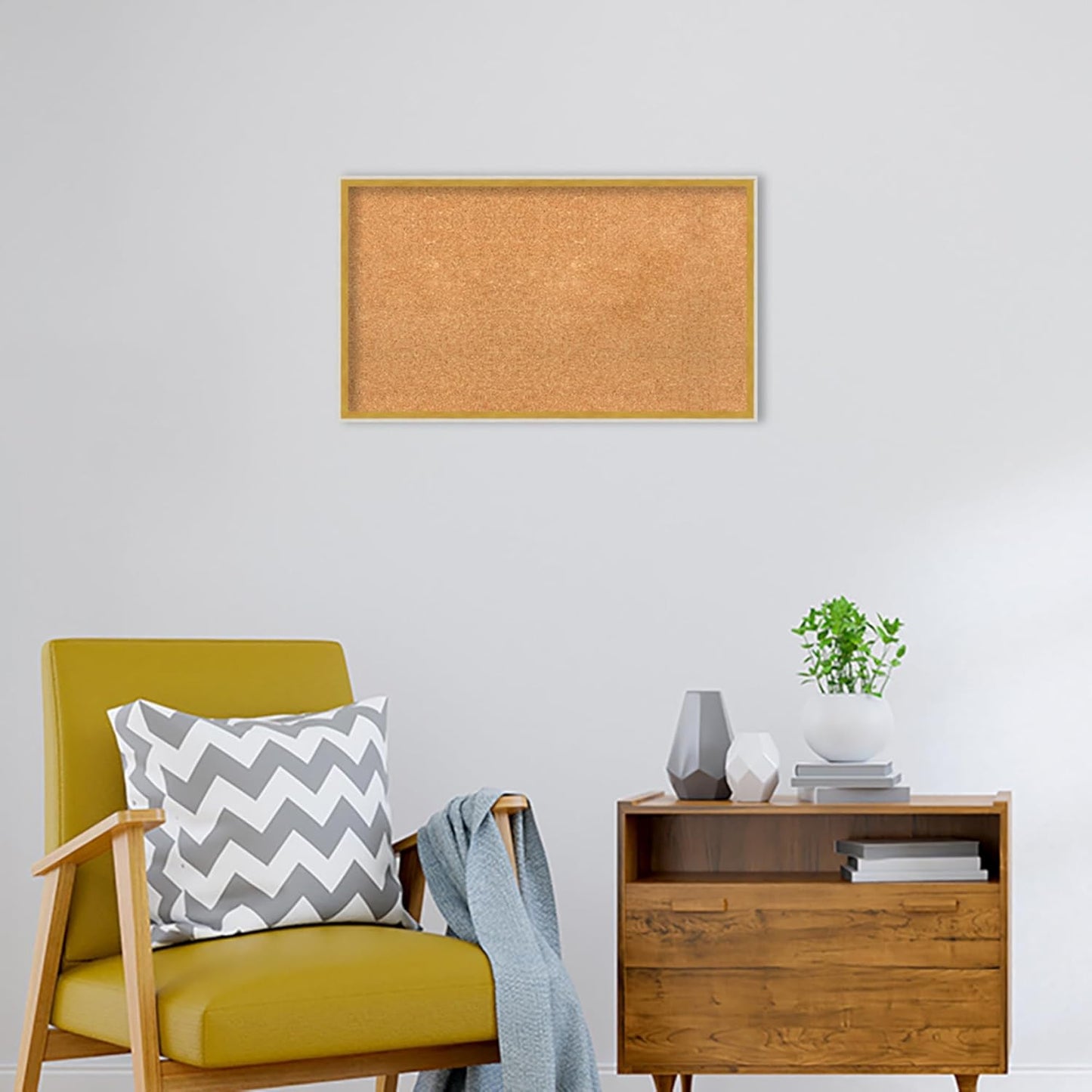 Amanti Art Natural Cork Board for Wall, 17x29 Vision Board with White Frame, Medium Corkboard Office Decor for Home Organization, Modern Corkboard Pinboard to Display Items for Home Organization in