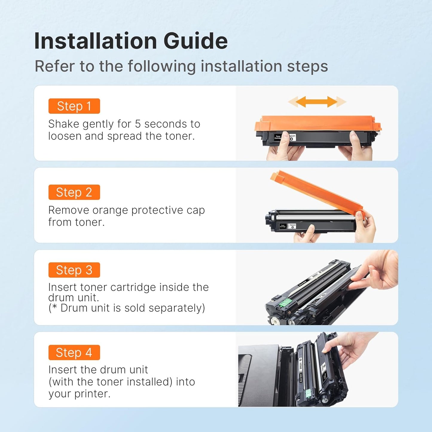 E-Z Ink Compatible TN221 TN225 Toner Cartridge Replacement for Brother TN-221 TN-225 to Use with MFC-9130CW HL-3170CDW MFC-9340CDW HL-3140CW MFC-9330CDW (2 Black 1 Cyan 1 Magenta 1 Yellow, 5 Pack)