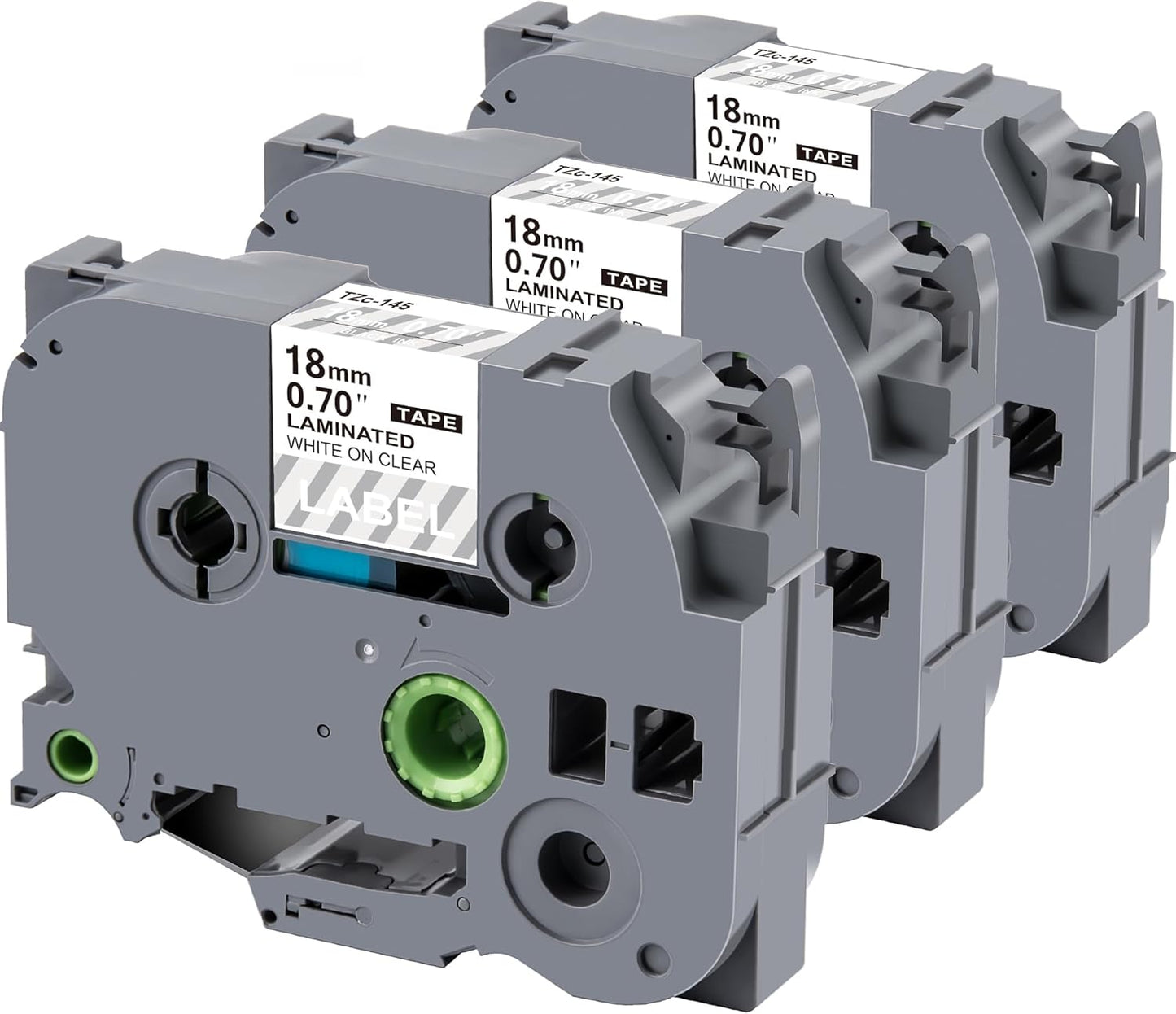 Weemay 3 Pack TZe 145 18mm White on Clear Laminated Label Tape Compatible with Brother Label Maker Tape TZe-145 TZe 145 TZ-145 TZ145 for PTD400AD PTD610BT PTD600 PTD410 Printer, 0.7" x 26.2'