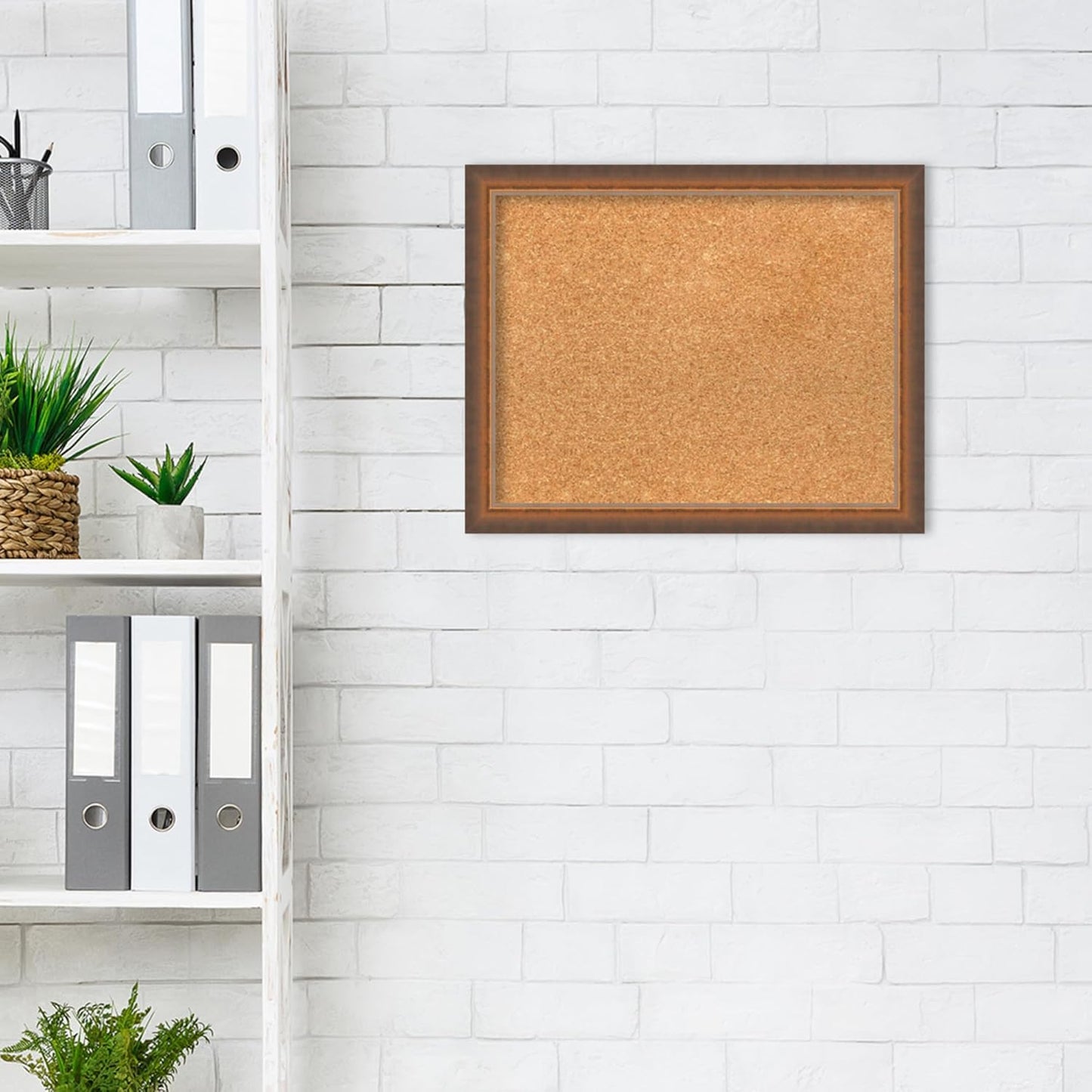 Amanti Art Natural Cork Board for Wall, 16x20 Vision Board with Bronze Frame, Small Corkboard Office Decor for Home Organization, Modern Corkboard Pinboard to Display Items for Home Organization in