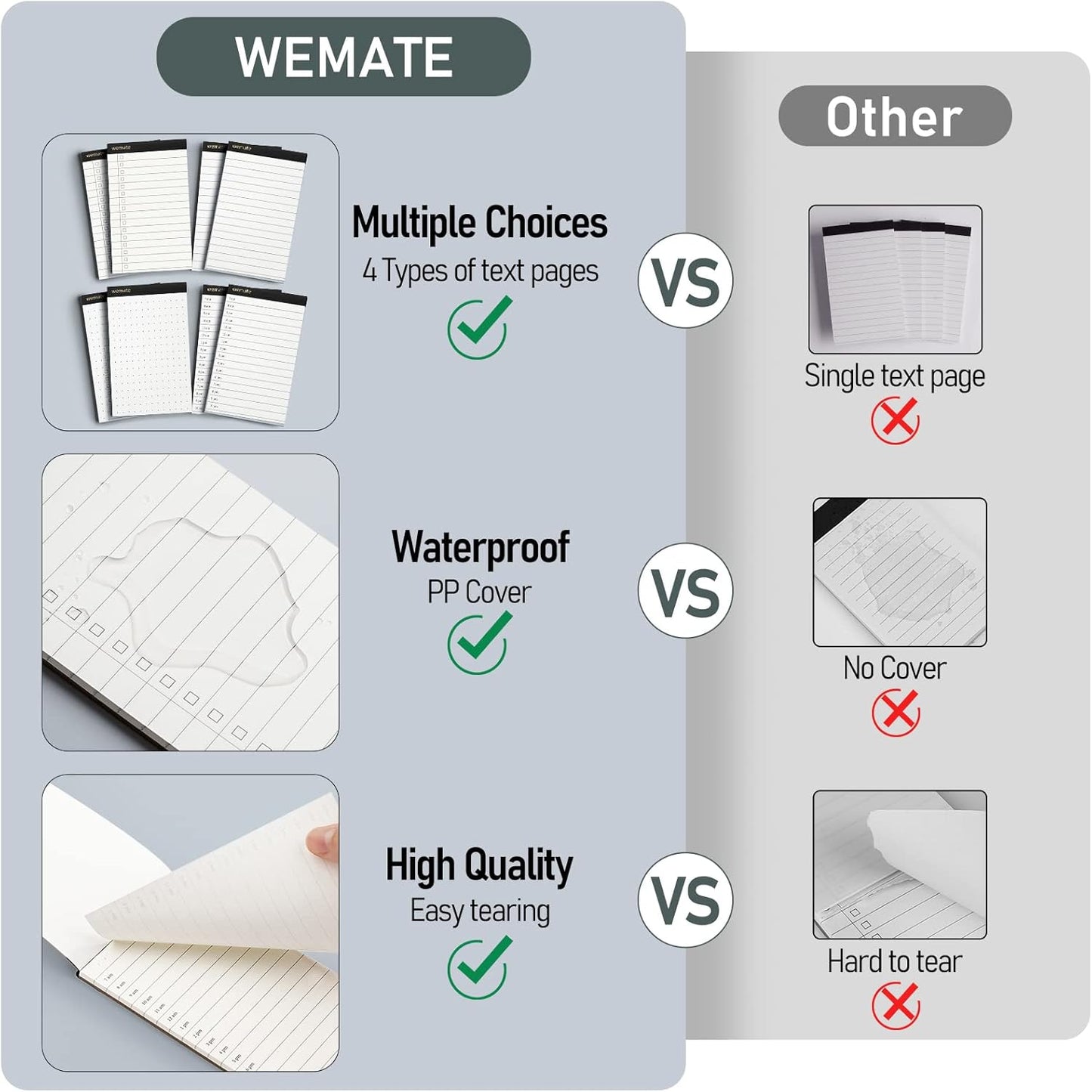 WEMATE 10 Pieces Notepad Holder Set Pocket Notebook - Included Mini Pocket Notepad Holder Set with 8 Memo Book Refills and Metal Pen for Meetings, Daily Records, and Notes 3 x 5 Inch (Brown)