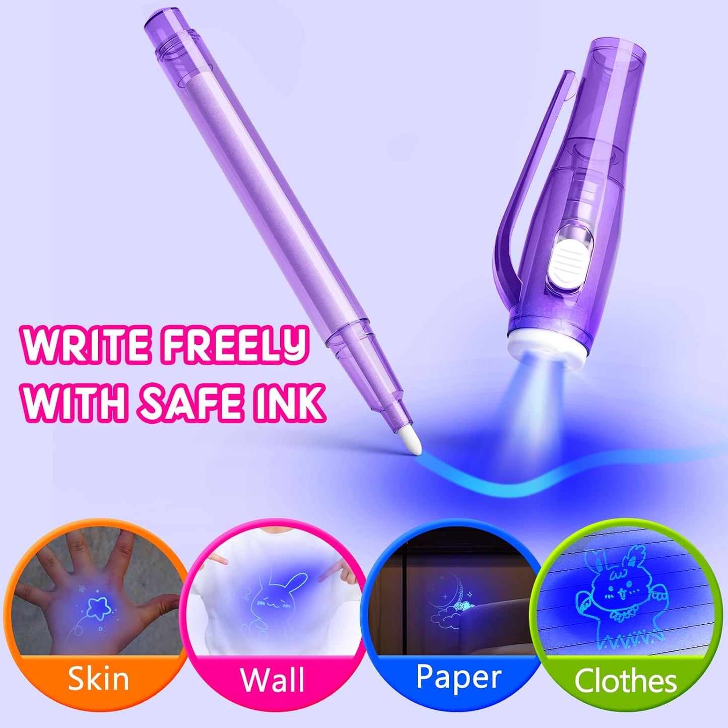 Invisible Ink Pen Spy Game for Kids, Party Favors Toys for Girls Boys, Magic Markers for Boys Girls Fun Outdoor Toys, Birthday for 6-13 Year Old Girls Boys (24PCS+Black Notebooks)